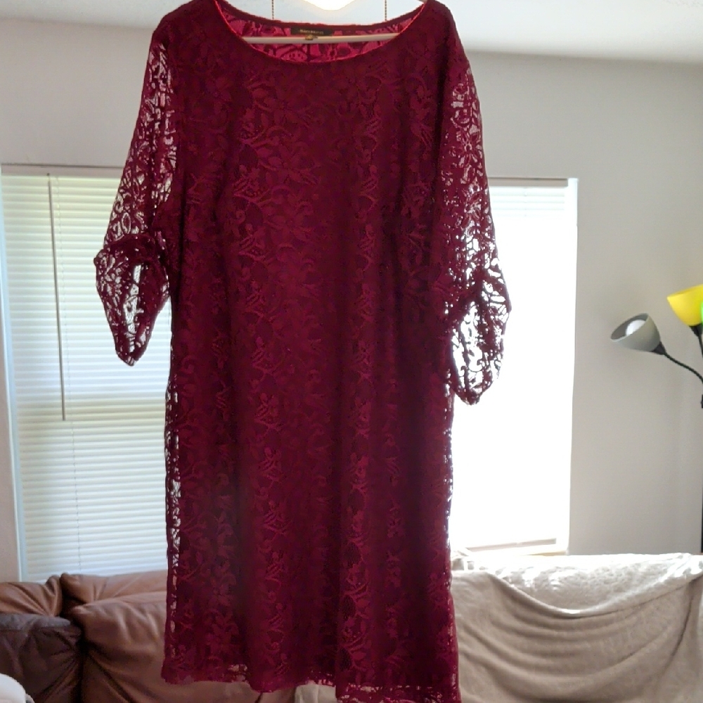 Helen Weaver Size 3x Elegant Burgundy Lace Dress